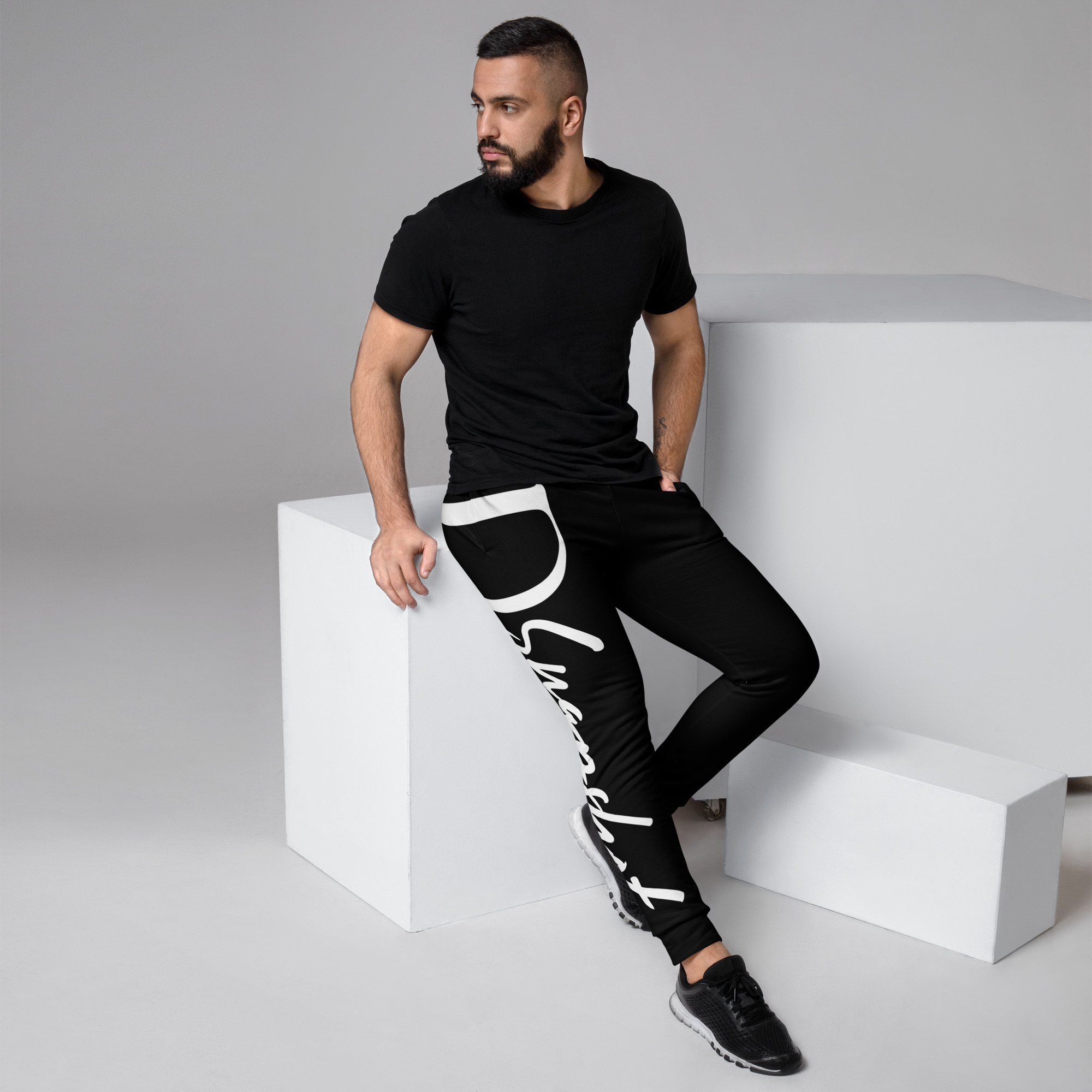 JD Snapshot Men's Joggers White Logo - Black