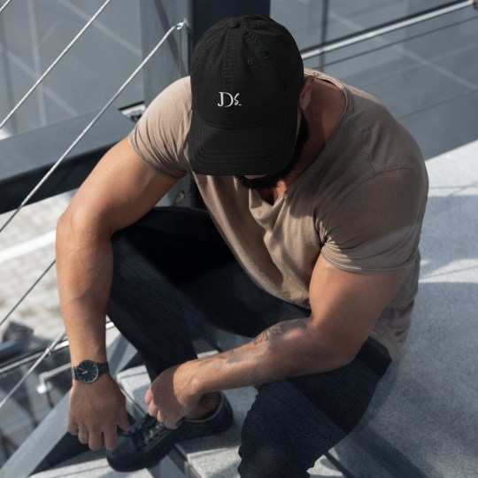 JDS Distressed Dad Hat White Logo