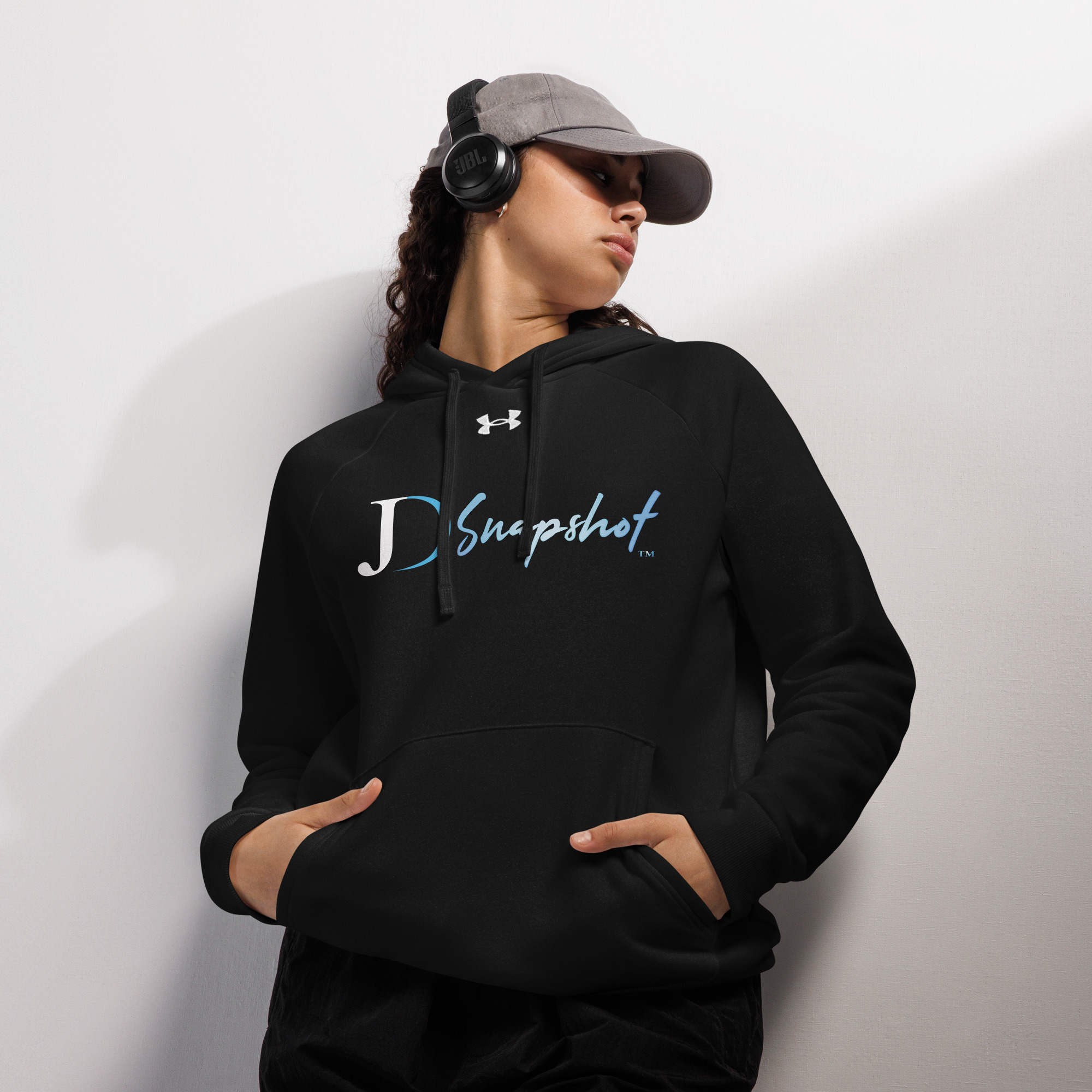 JD Snapshot Under Armour® Hoodie White/Blue Logo - Image 4
