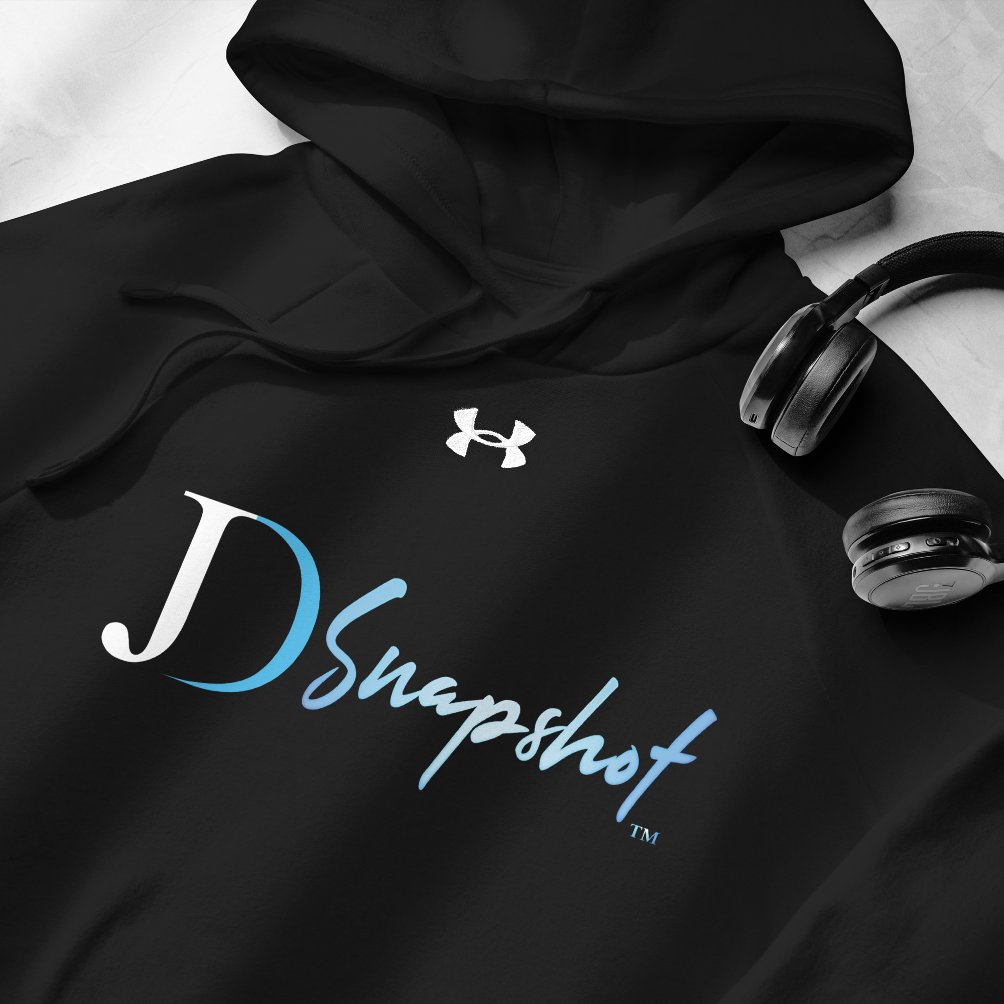 JD Snapshot Under Armour® Hoodie White/Blue Logo - Image 5
