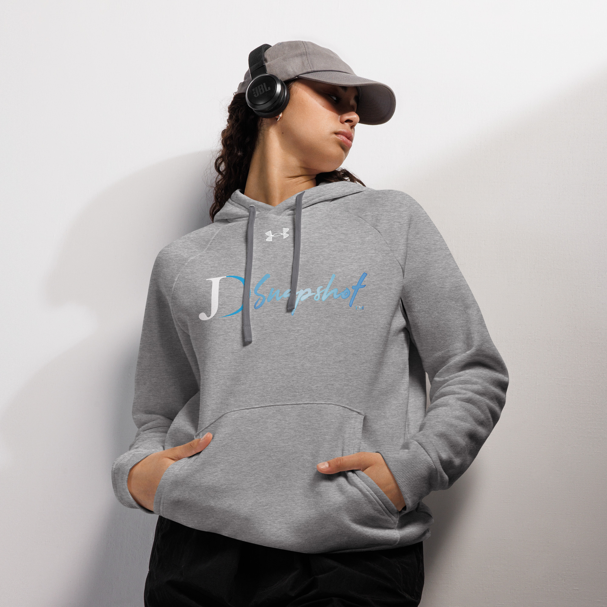 JD Snapshot Under Armour® Hoodie White/Blue Logo - Image 6