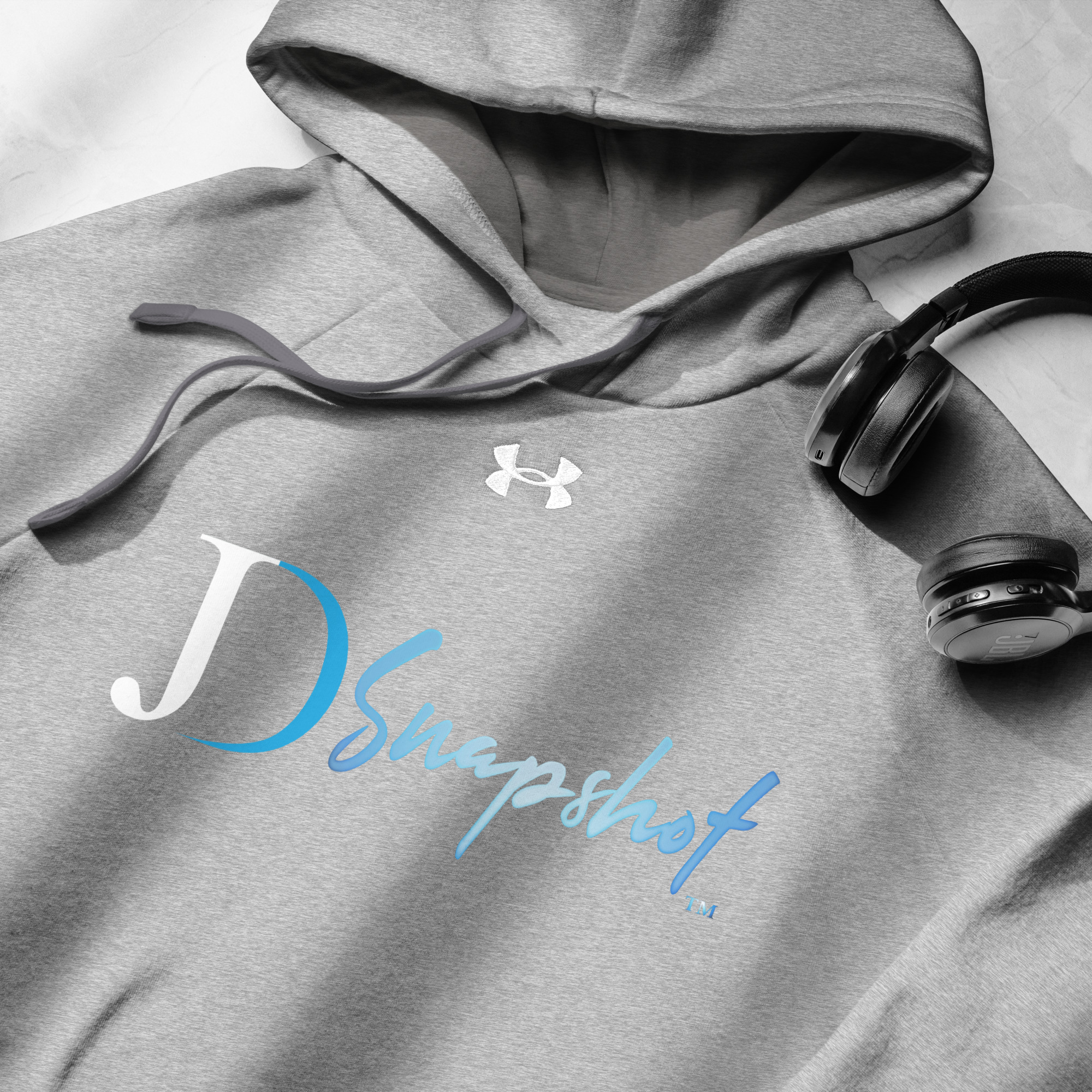JD Snapshot Under Armour® Hoodie White/Blue Logo - Image 7
