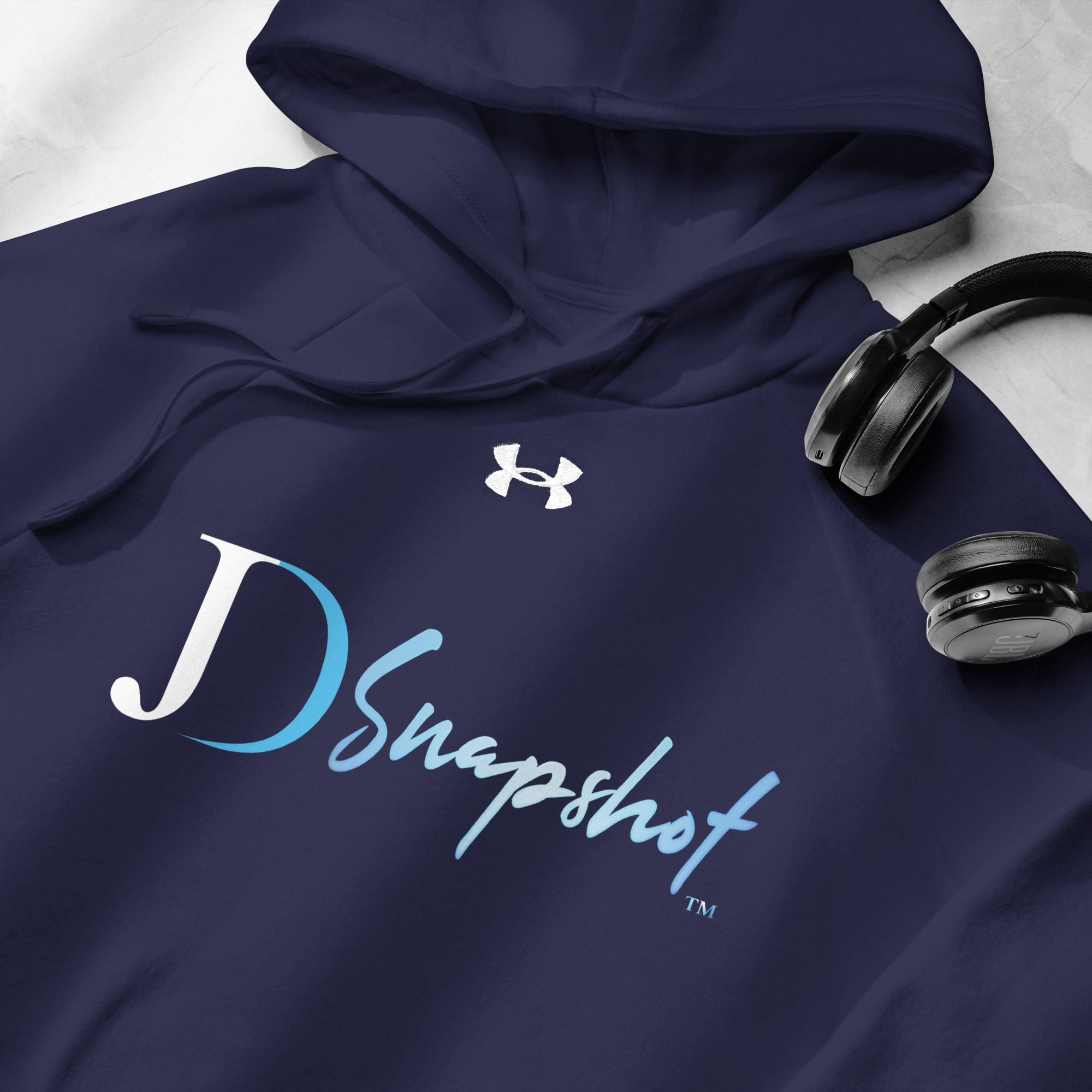JD Snapshot Under Armour® Hoodie White/Blue Logo - Image 2