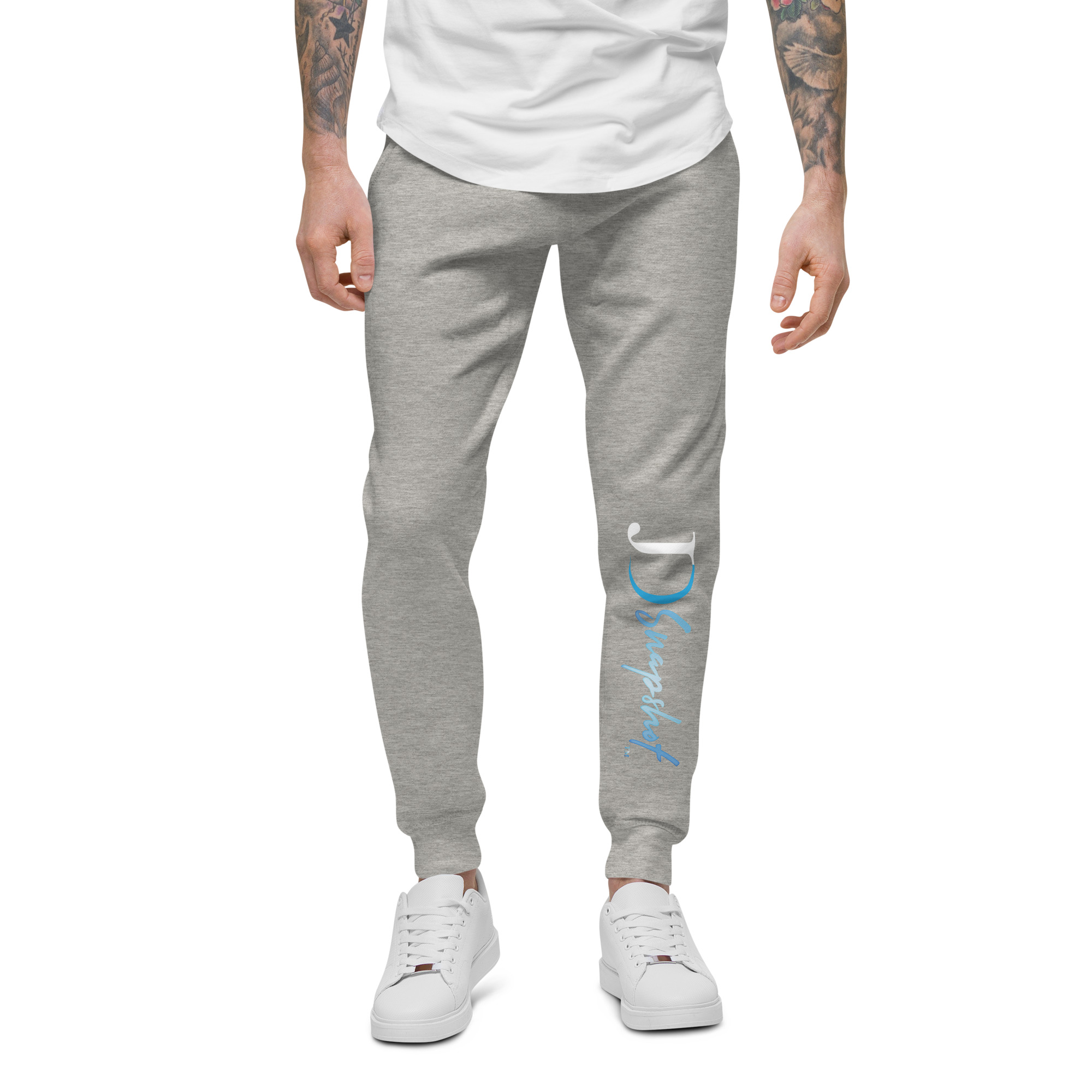 JD Snapshot Unisex Fleece Joggers White/Blue Logo - Image 8