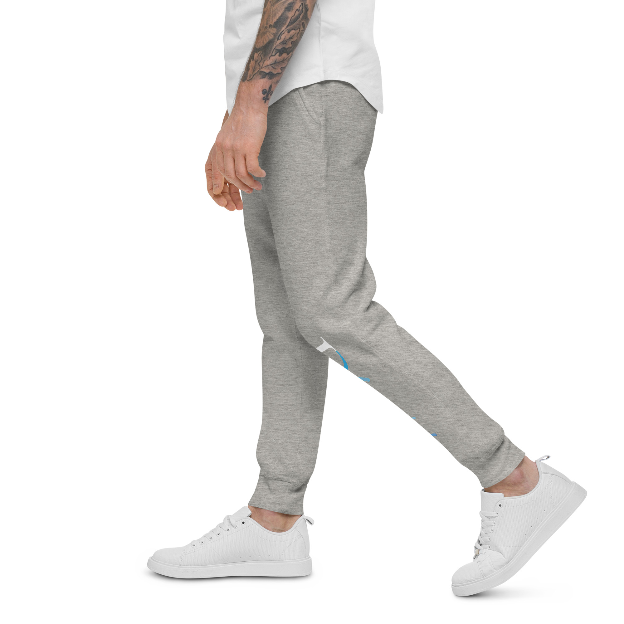 JD Snapshot Unisex Fleece Joggers White/Blue Logo - Image 9