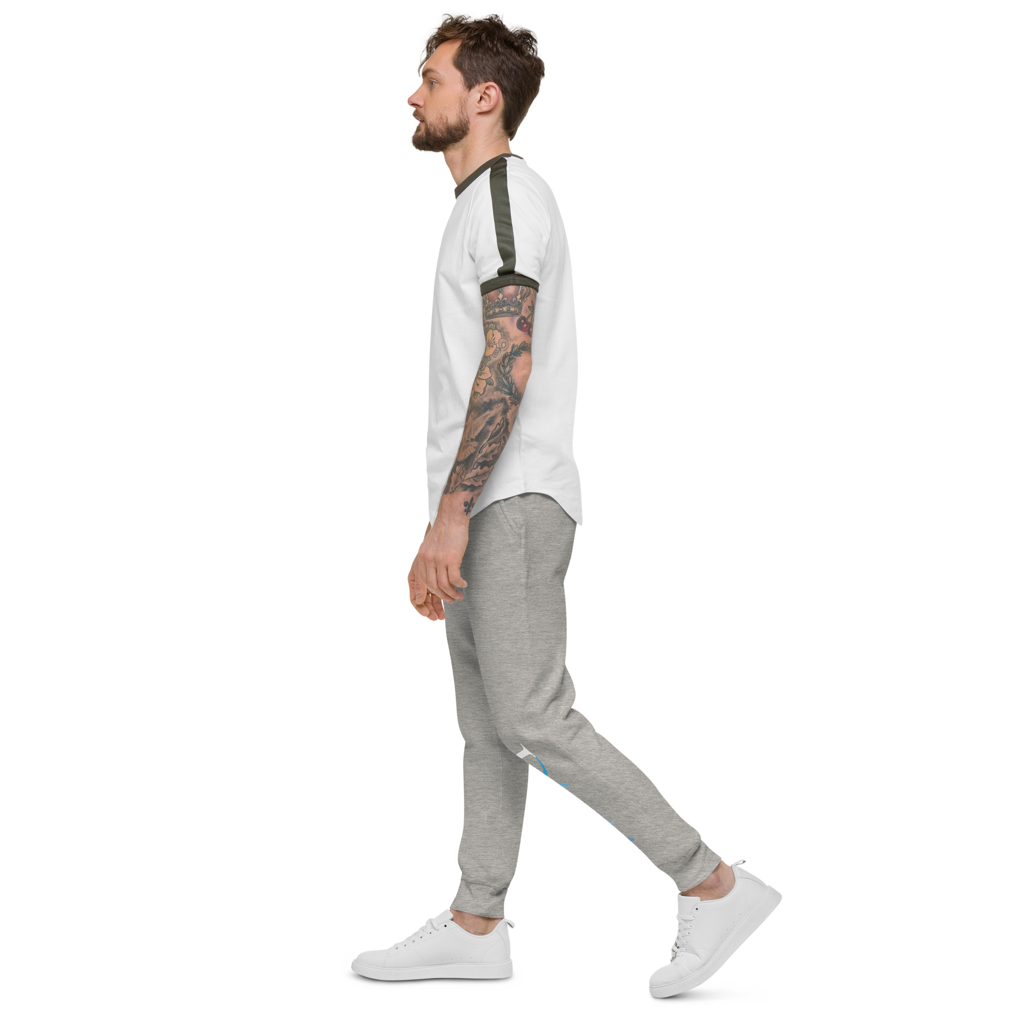 JD Snapshot Unisex Fleece Joggers White/Blue Logo - Image 11