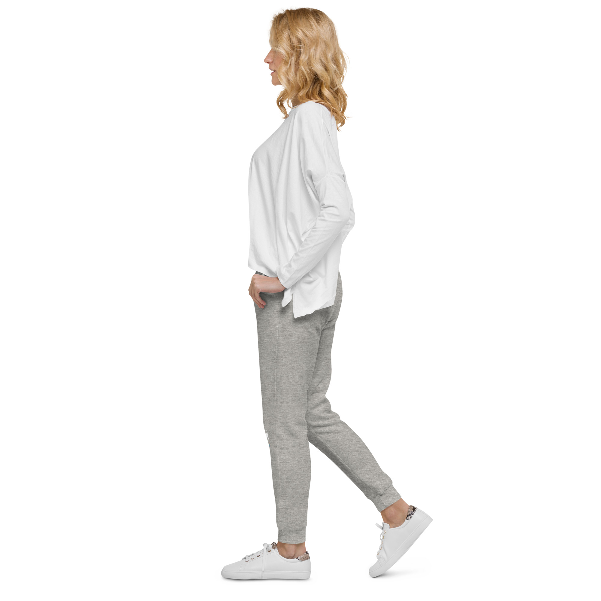 JD Snapshot Unisex Fleece Joggers White/Blue Logo - Image 20