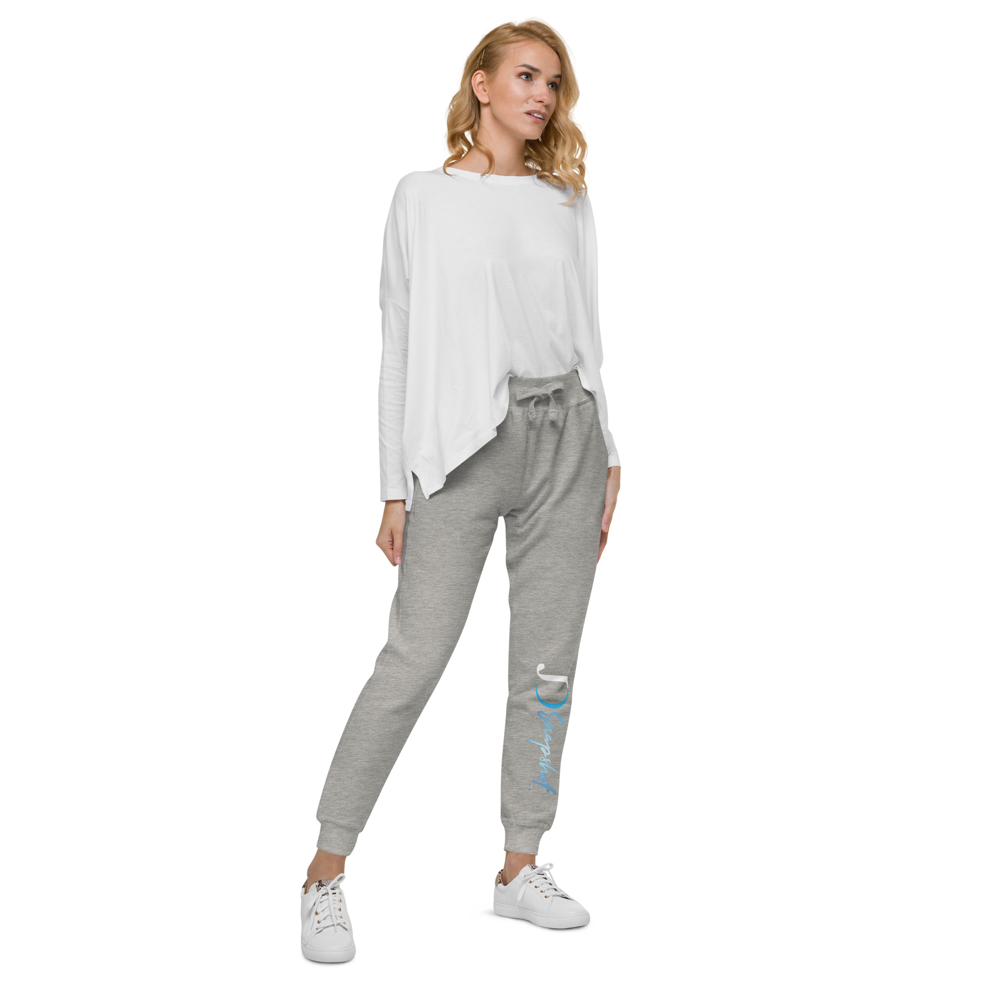 JD Snapshot Unisex Fleece Joggers White/Blue Logo - Image 22