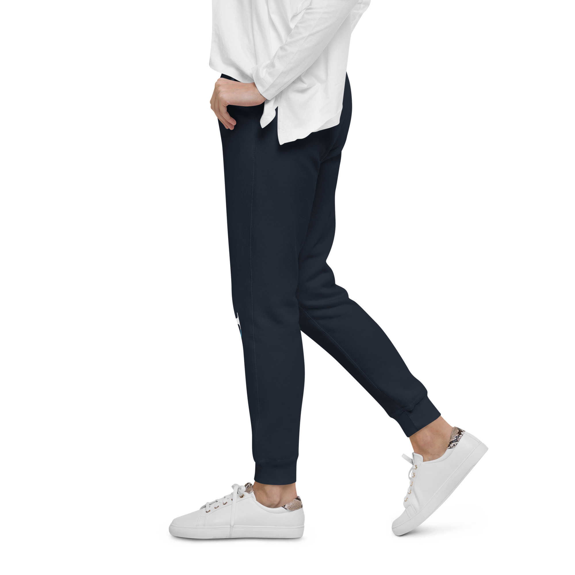 JD Snapshot Unisex Fleece Joggers White/Blue Logo - Image 2