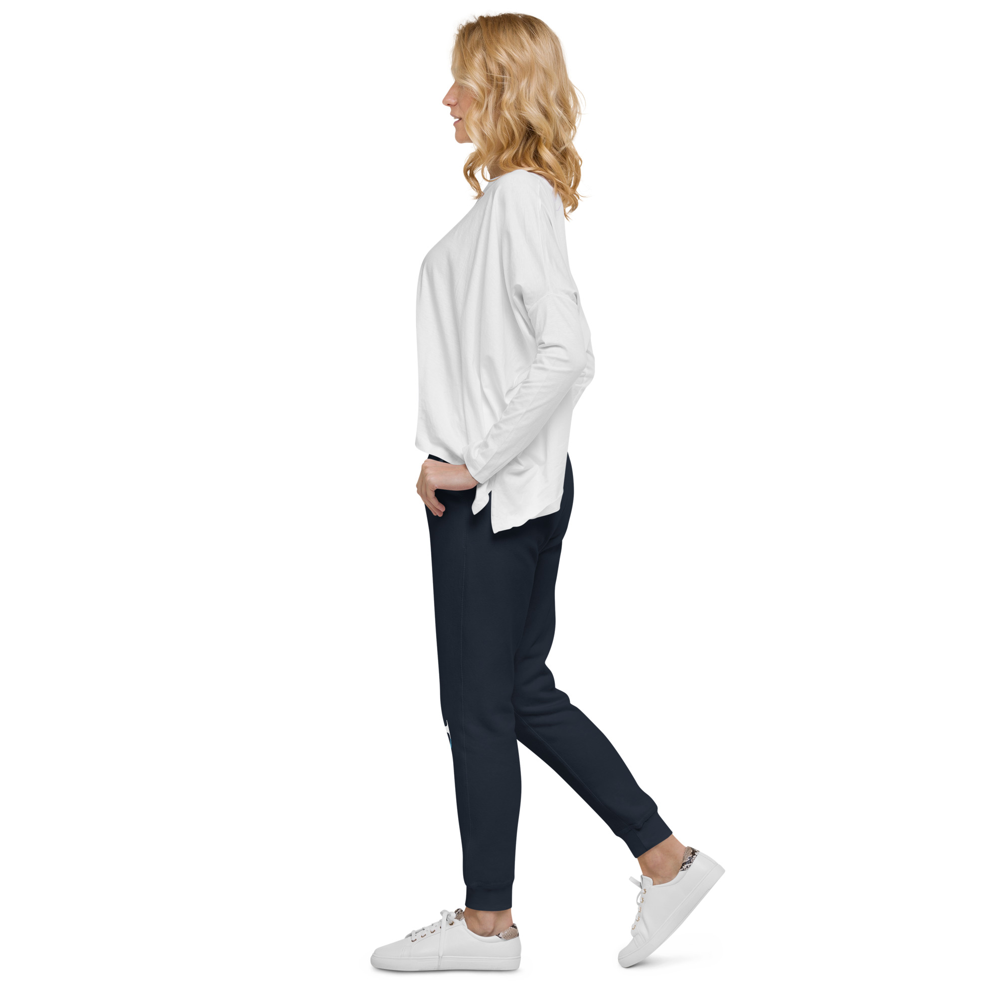 JD Snapshot Unisex Fleece Joggers White/Blue Logo - Image 14