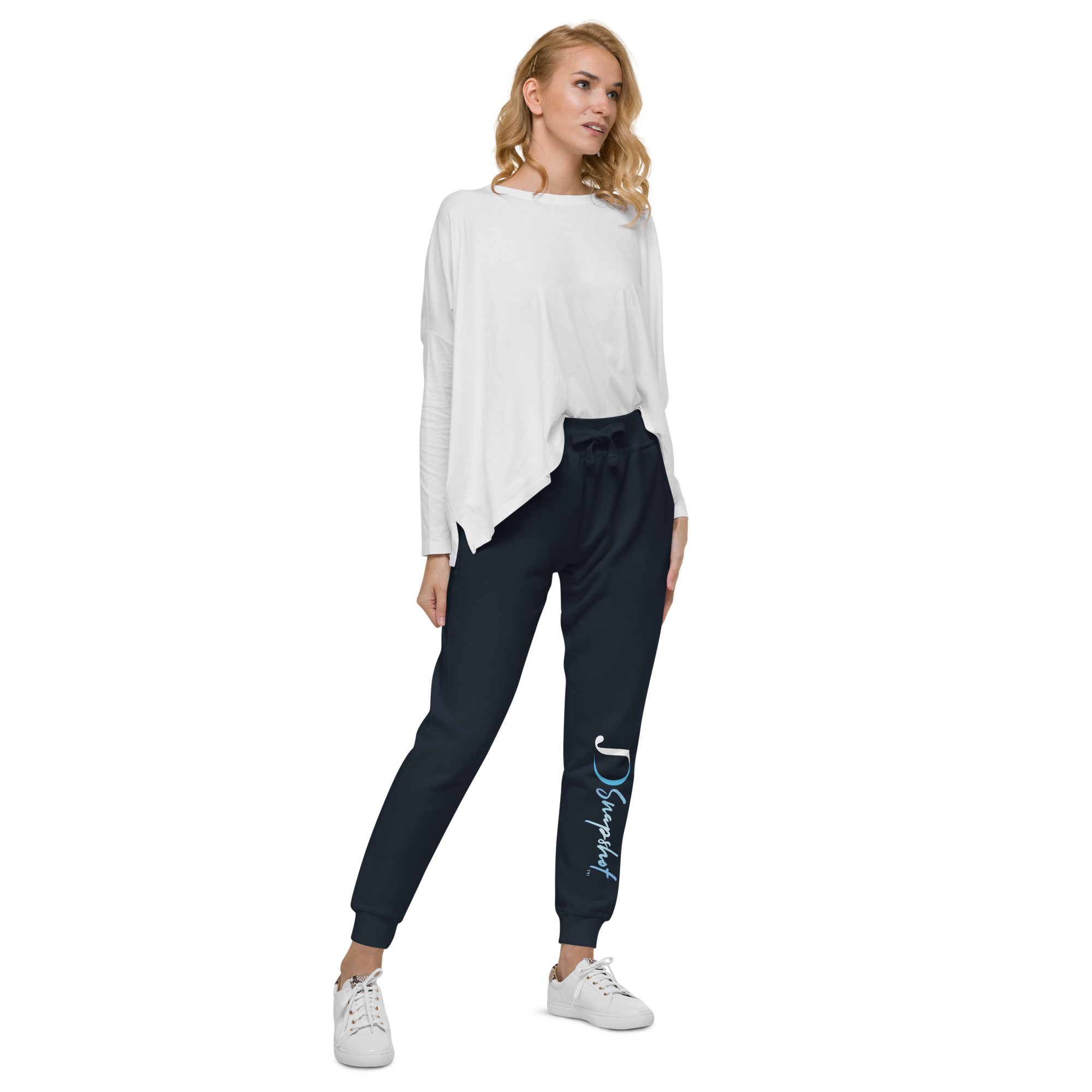 JD Snapshot Unisex Fleece Joggers White/Blue Logo - Image 16